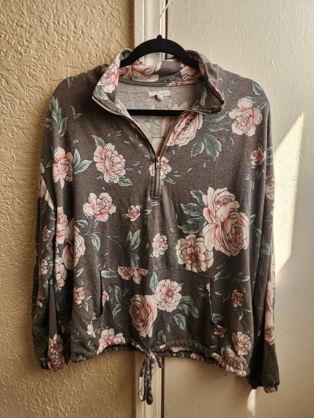 maurices - Floral print quarter zip lightweight sweatshirt